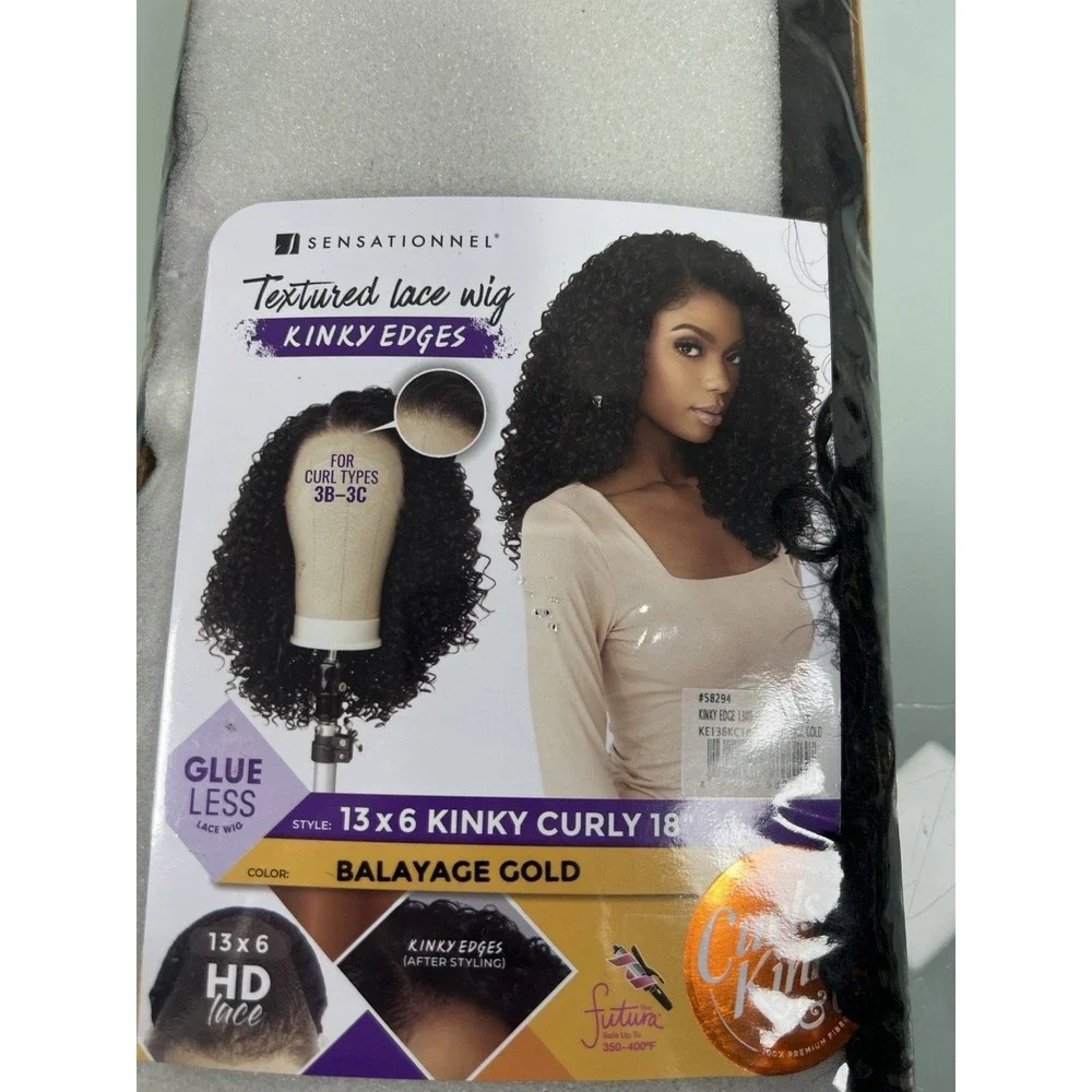 Sensationnel HD Lace Wig 13x6 Kinky Curly‎ 18 Balayage Gold KE13K6C18